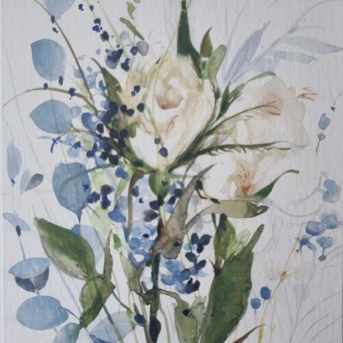 Õnnitluskaart "Valged roosid"